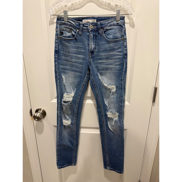 KanCan Denim - KanCan Womens Skinny Jeans Distressed Ripped Medium Wash Blue Size 24